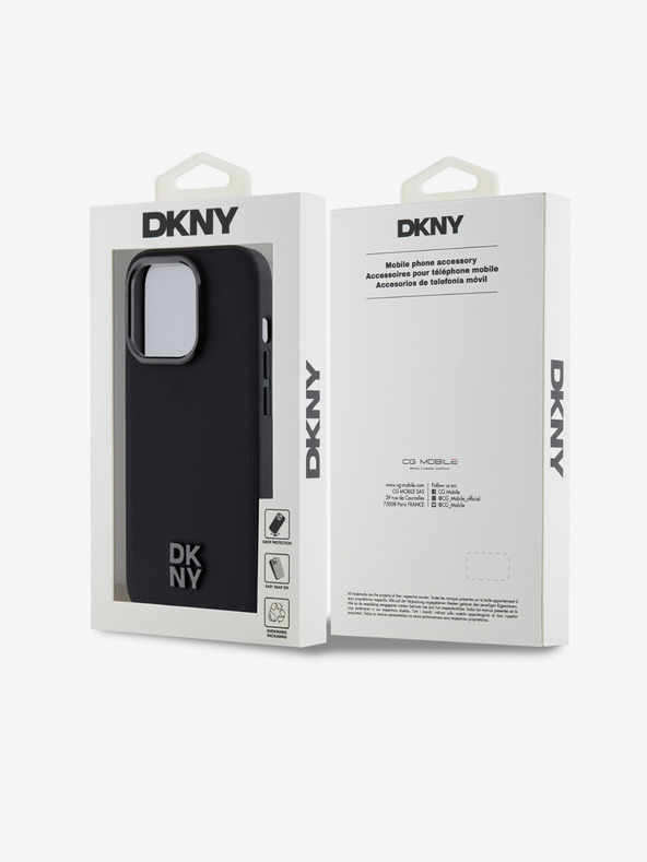 DKNY PU Leather Stack Logo Magsafe Back Cover για iPhone 15 Pro Μαύρο DKNY