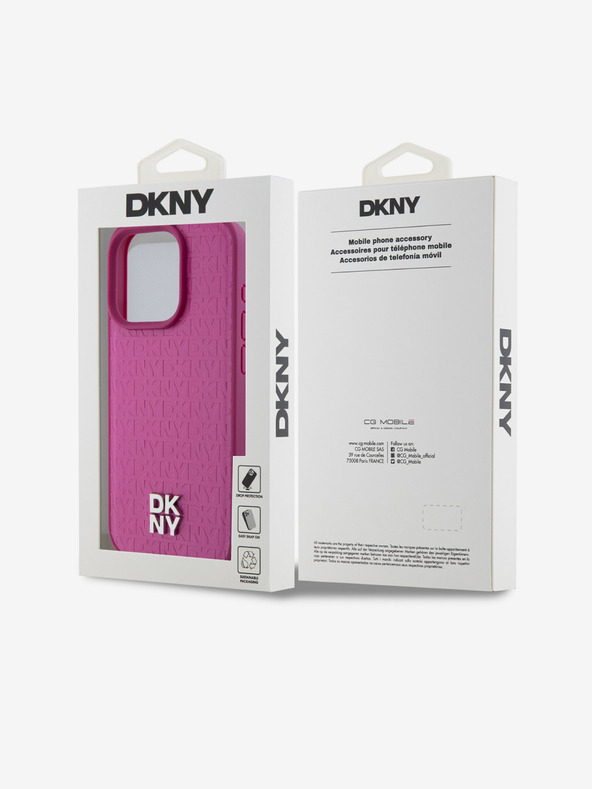 DKNY PU Leather Repeat Pattern Stack Logo Magsafe Back Cover για iPhone 15 Pro Pink DKNY