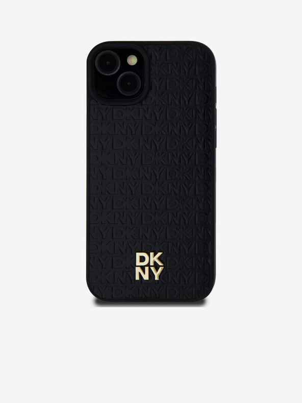 DKNY PU Leather Repeat Pattern Stack Logo Magsafe Back Cover για iPhone 15 Plus Μαύρο DKNY