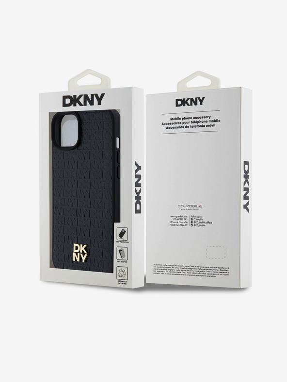 DKNY PU Leather Repeat Pattern Stack Logo Magsafe Back Cover για iPhone 15 Plus Μαύρο DKNY