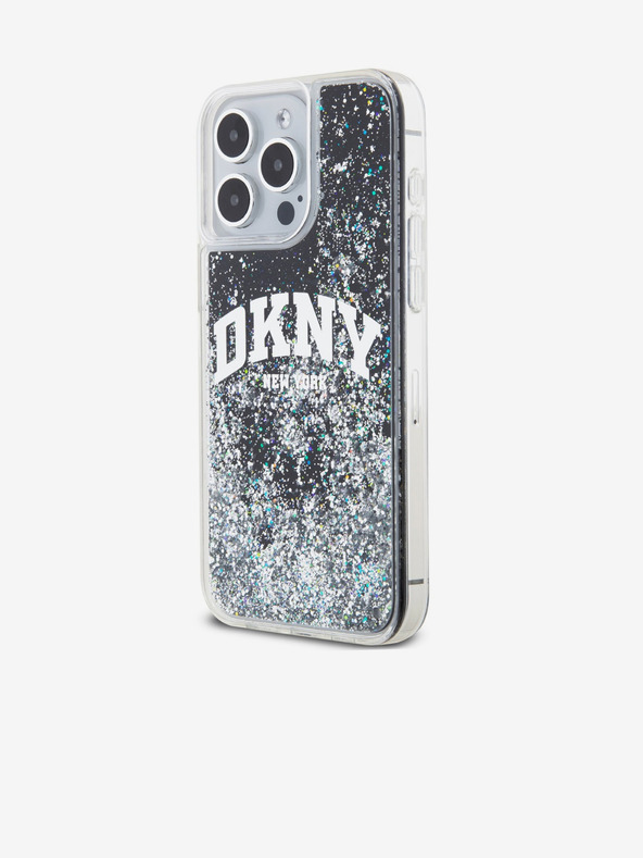DKNY Κάλυμμα πλάτης με υγρό Glitter Arch Logo για iPhone 14 Pro Μαύρο DKNY