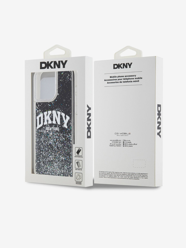 DKNY Κάλυμμα πλάτης με υγρό Glitter Arch Logo για iPhone 14 Pro Μαύρο DKNY