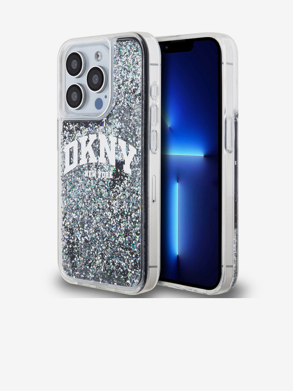 DKNY Κάλυμμα πλάτης Arch Logo Liquid Glitter για iPhone 15 Pro Μαύρο DKNY