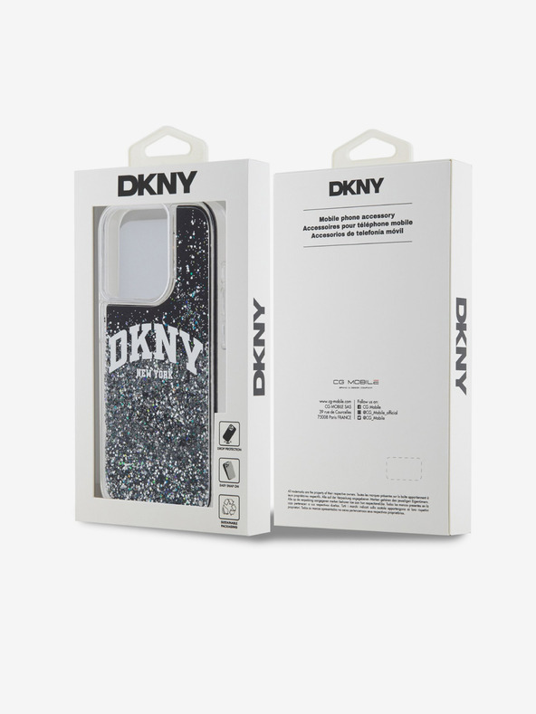 DKNY Κάλυμμα πλάτης Arch Logo Liquid Glitter για iPhone 15 Pro Μαύρο DKNY