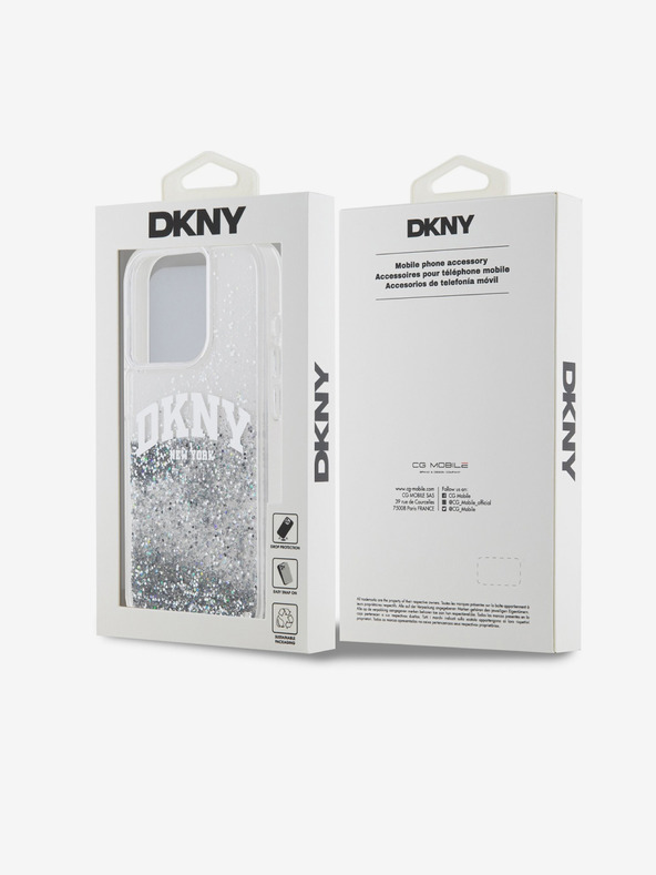 DKNY Κάλυμμα πλάτης Arch Logo Liquid Glitter για iPhone 15 Pro Διαφανές DKNY