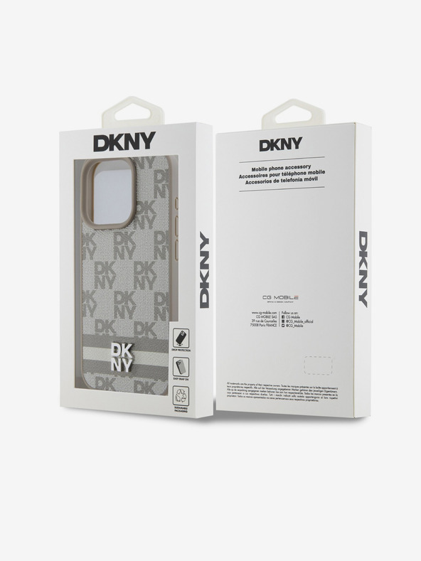 DKNY PU δερμάτινο κάλυμμα πλάτης με καρό μοτίβο και ρίγες για iPhone 13 Pro Μπεζ DKNY