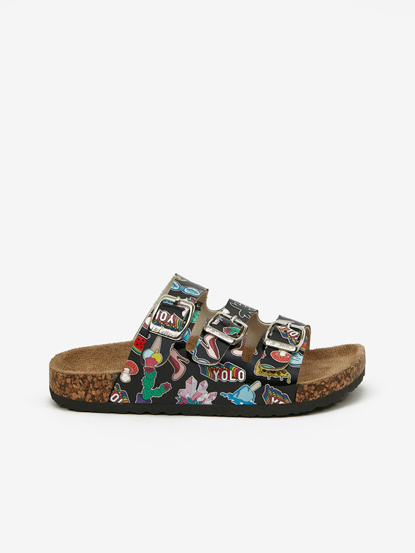 Lee Cooper Μαύρες παντόφλες Lee Cooper για κορίτσια με μοτίβο