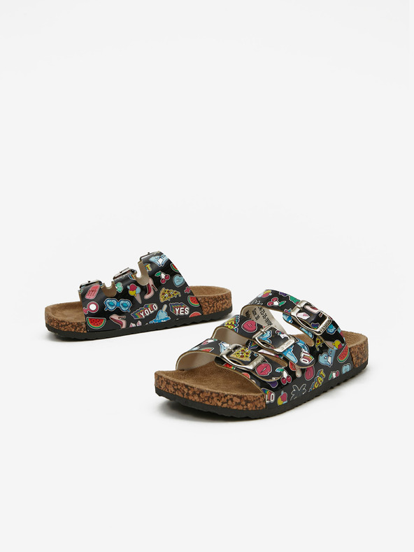 Lee Cooper Μαύρες παντόφλες Lee Cooper για κορίτσια με μοτίβο