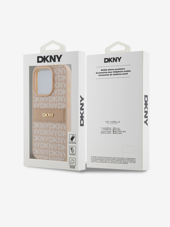 DKNY PU Leather Repeat Pattern Tonal Stripe Back Cover για iPhone 15 Pro Max Pink DKNY