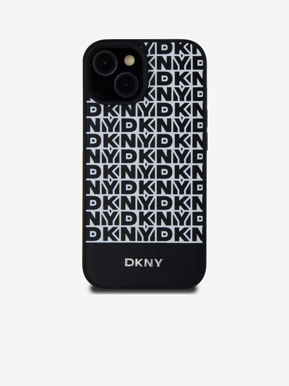 DKNY PU Leather Repeat Pattern Bottom Stripe MagSafe Back Cover για iPhone 15 Μαύρο DKNY