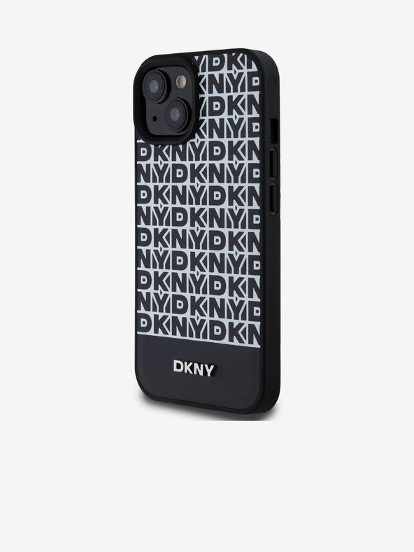 DKNY PU Leather Repeat Pattern Bottom Stripe MagSafe Back Cover για iPhone 15 Μαύρο DKNY