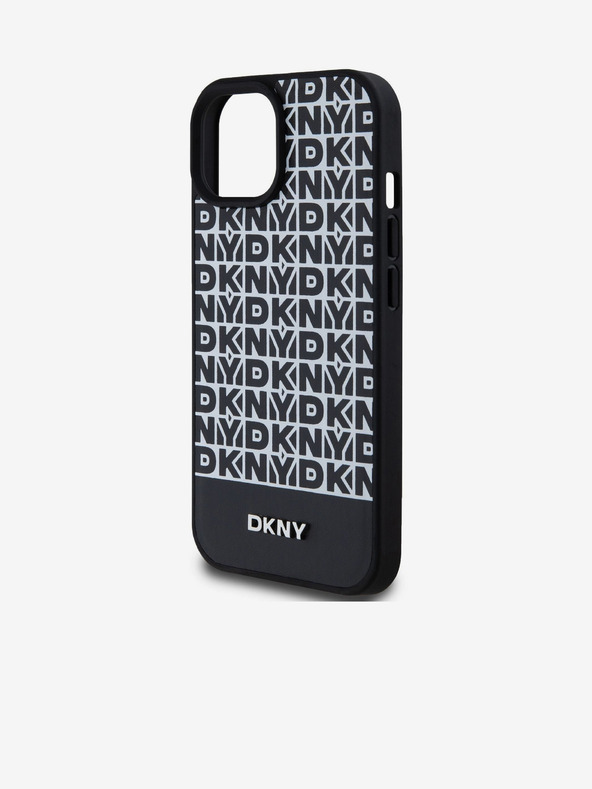 DKNY PU Leather Repeat Pattern Bottom Stripe MagSafe Back Cover για iPhone 15 Μαύρο DKNY