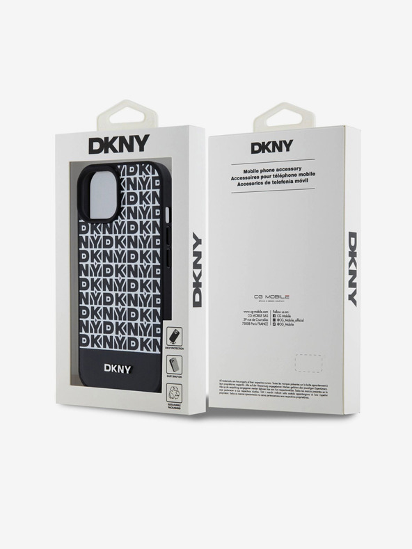 DKNY PU Leather Repeat Pattern Bottom Stripe MagSafe Back Cover για iPhone 15 Μαύρο DKNY