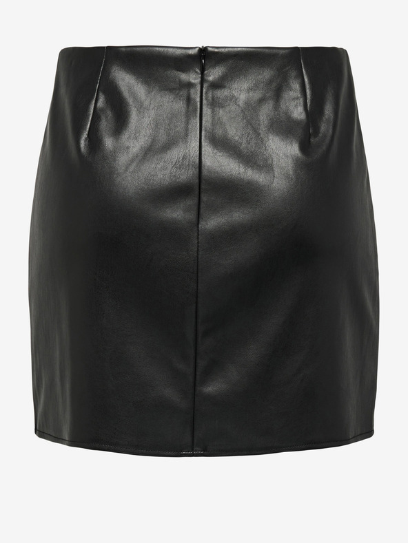 ONLY Μαύρη γυναικεία μίνι φούστα από δερματίνη ONLY Leni