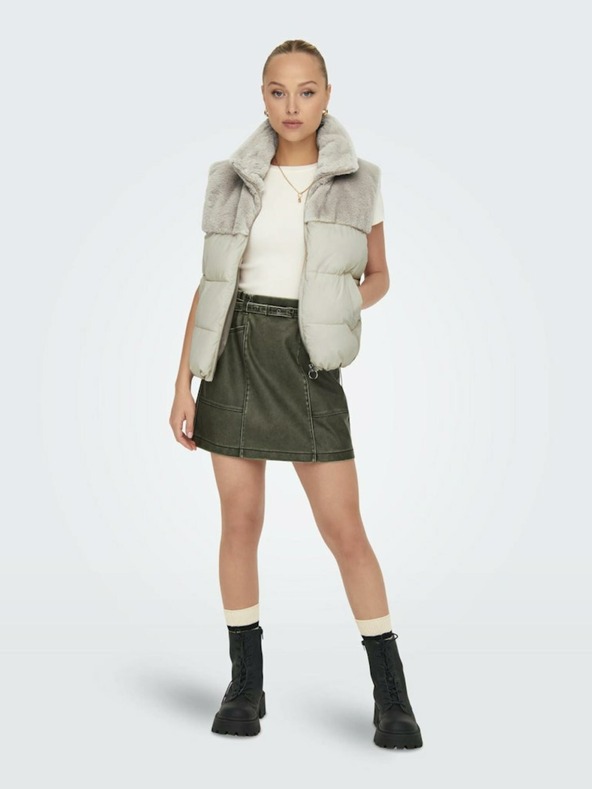 ONLY Μπεζ Γυναικείο ΜΟΝΟ Wanja καπιτονέ γιλέκο