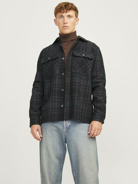 Jack & Jones Μαύρο και γκρι ανδρικό Jack & Jones Raymond ελαφρύ σακάκι πουκάμισο Jack & Jones Raymond