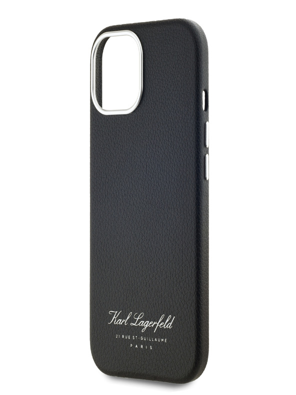 Karl Lagerfeld Κοκκώδες κάλυμμα πλάτης PU Hotel RSG για iPhone 15 Μαύρο Karl Lagerfeld