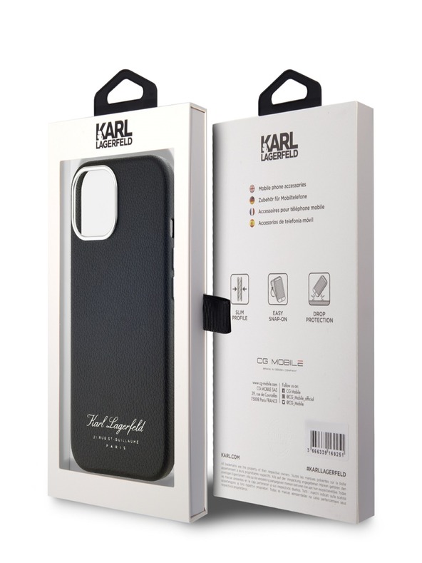 Karl Lagerfeld Κοκκώδες κάλυμμα πλάτης PU Hotel RSG για iPhone 15 Μαύρο Karl Lagerfeld