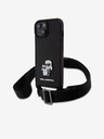 Karl Lagerfeld Karl Lagerfeld Saffiano Crossbody Strap Metal Karl and Choupette Back Cover για iPhone 15 Μαύρο