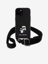 Karl Lagerfeld Karl Lagerfeld Saffiano Crossbody Strap Metal Karl and Choupette Back Cover για iPhone 15 Μαύρο
