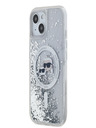 Karl Lagerfeld Karl Lagerfeld Liquid Glitter Karl και Choupette Heads MagSafe Back Cover για iPhone 15 Διαφανές