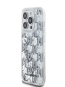 Karl Lagerfeld Κάλυμμα πλάτης με υγρό Glitter Monogram Gradient για iPhone 14 Pro White Karl Lagerfeld