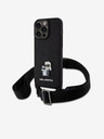 Karl Lagerfeld Κάλυμμα πλάτης Saffiano Crossbody Strap Metal Karl and Choupette για iPhone 15 Pro Max μαύρο Karl Lagerfeld