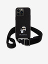 Karl Lagerfeld Κάλυμμα πλάτης Saffiano Crossbody Strap Metal Karl and Choupette για iPhone 15 Pro Max μαύρο Karl Lagerfeld