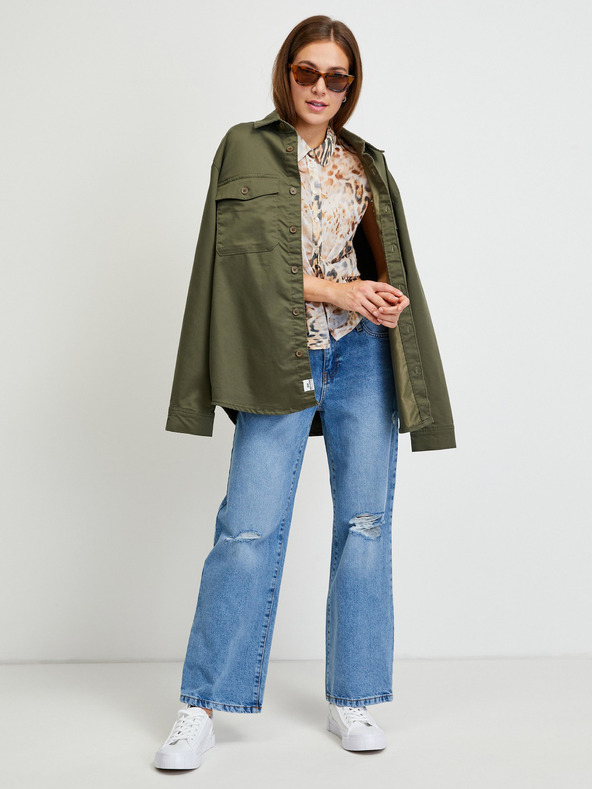 Guess Ανοιχτό καφέ γυναικείο πουκάμισο με μοτίβο Guess