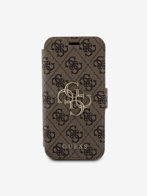 Guess Guess PU Leather 4G θήκη βιβλίου με μεταλλικό λογότυπο για iPhone 15 Pro Max καφέ