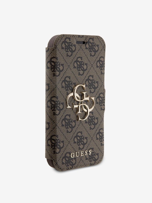 Guess Guess PU Leather 4G θήκη βιβλίου με μεταλλικό λογότυπο για iPhone 15 Pro Max καφέ