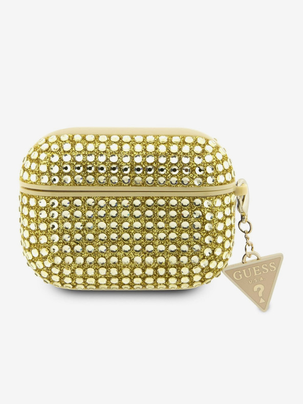 Guess Guess Θήκη με μεταλλικό λογότυπο με στρας τριγώνου για AirPods Pro Gold
