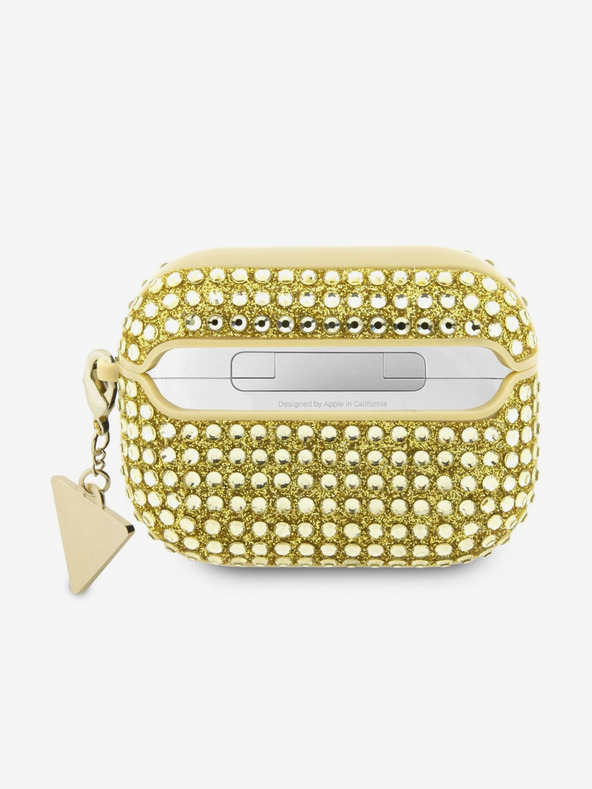 Guess Guess Θήκη με μεταλλικό λογότυπο με στρας τριγώνου για AirPods Pro Gold