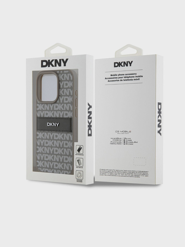 DKNY Κάλυμμα PU Leather Repeat Pattern Tonal Stripe Back Cover για iPhone 14 Pro Max Μπεζ DKNY
