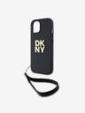 DKNY PU Leather Stack Logo Wrist Strap Back Cover για iPhone 15 Μαύρο DKNY