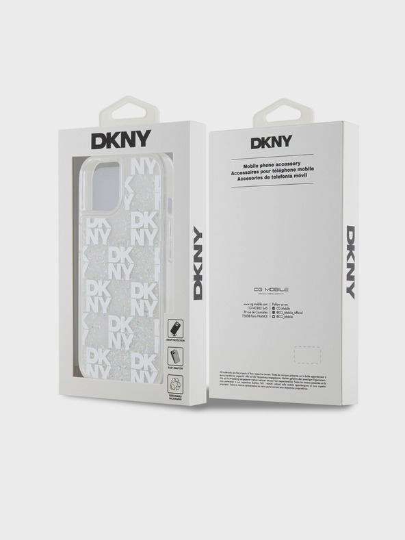 DKNY Υγρή γκλίτερ καρό μοτίβο πίσω κάλυμμα για iPhone 15 Διαφανές DKNY