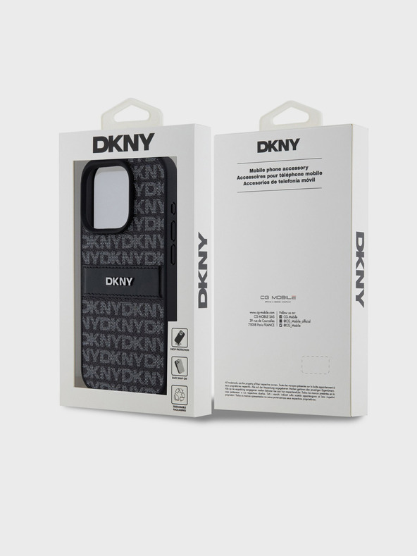 DKNY PU Leather Repeat Pattern Tonal Stripe Back Cover για iPhone 15 Pro Max Μαύρο DKNY