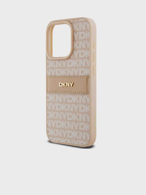DKNY PU Leather Repeat Pattern Tonal Stripe Back Cover για iPhone 14 Pro Max Pink DKNY
