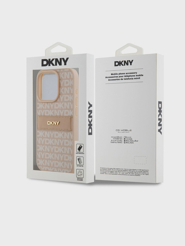 DKNY PU Leather Repeat Pattern Tonal Stripe Back Cover για iPhone 14 Pro Max Pink DKNY