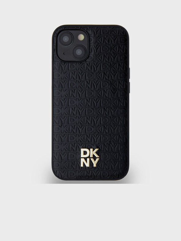 DKNY PU Leather Repeat Pattern Stack Logo Magsafe Back Cover για iPhone 15 Μαύρο DKNY