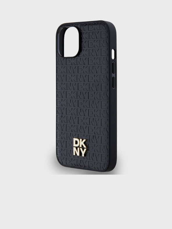 DKNY PU Leather Repeat Pattern Stack Logo Magsafe Back Cover για iPhone 15 Μαύρο DKNY