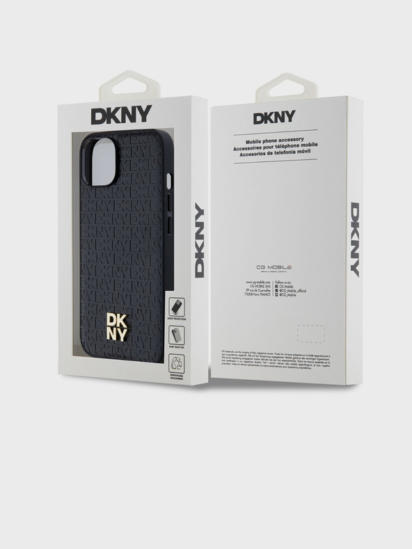 DKNY PU Leather Repeat Pattern Stack Logo Magsafe Back Cover για iPhone 15 Μαύρο DKNY