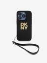 DKNY PU Leather Stack Logo Wrist Strap Back Cover για iPhone 15 Pro Μαύρο DKNY