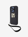 DKNY PU Leather Stack Logo Wrist Strap Back Cover για iPhone 15 Pro Μαύρο DKNY