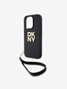 DKNY PU Leather Stack Logo Wrist Strap Back Cover για iPhone 15 Pro Μαύρο DKNY