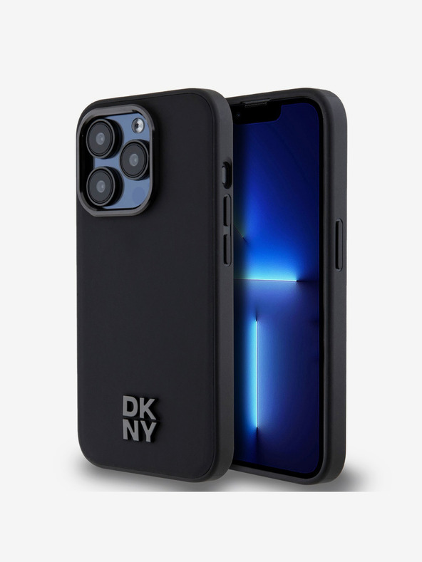 DKNY Πίσω κάλυμμα PU Leather Stack Logo Magsafe για iPhone 14 Pro Max Μαύρο DKNY