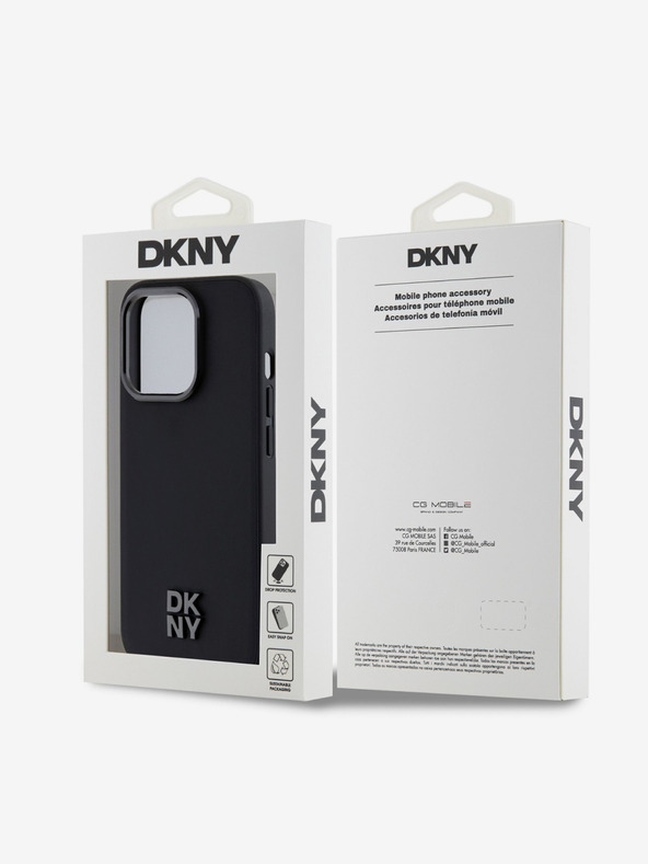 DKNY Πίσω κάλυμμα PU Leather Stack Logo Magsafe για iPhone 14 Pro Max Μαύρο DKNY