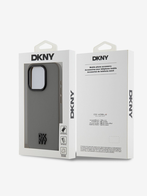 DKNY PU Leather Stack Logo Magsafe Back Cover για iPhone 15 Pro Max Grey DKNY