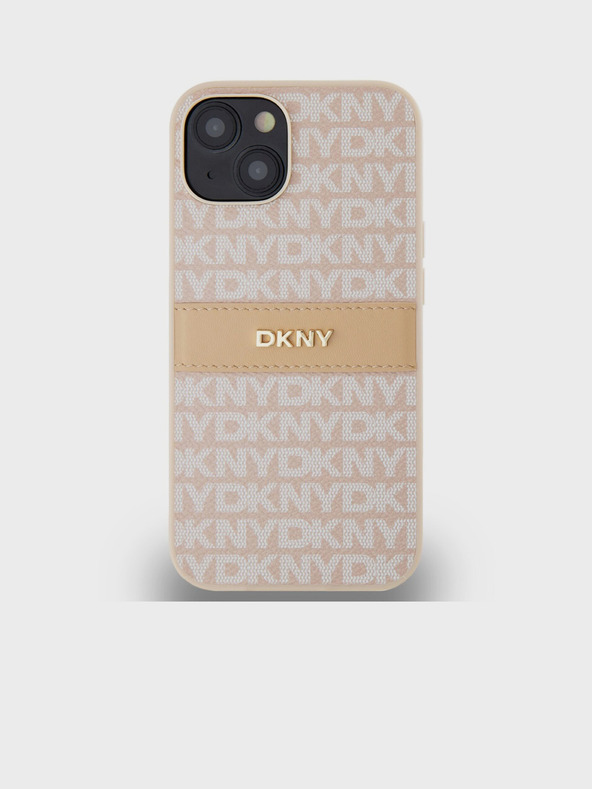 DKNY Κάλυμμα PU Leather Repeat Pattern Tonal Stripe Back Cover για iPhone 14 Pink DKNY