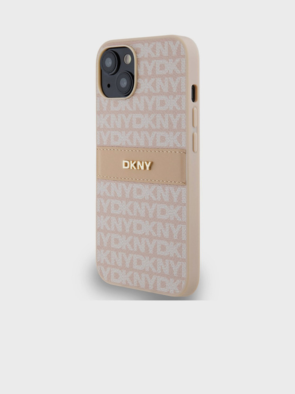 DKNY Κάλυμμα PU Leather Repeat Pattern Tonal Stripe Back Cover για iPhone 14 Pink DKNY